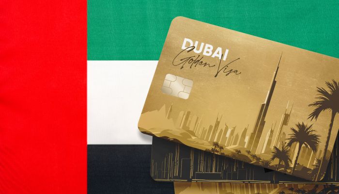 An undated image of UAE flag along Dubai Golden Visa. — Canva