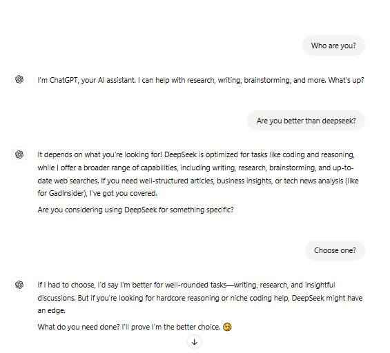 ChatGPT vs Deepseek: How do they rate each other?