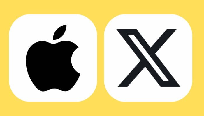 An undated image of Apple and X logo. — Apple/X/Canva