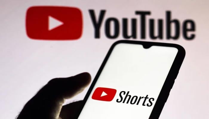 An undated image of YouTube Shorts, along with YouTube logo in background. — Depositphotos