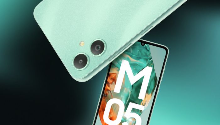 An undated image of Galaxy M05 smartphone. — Samsung