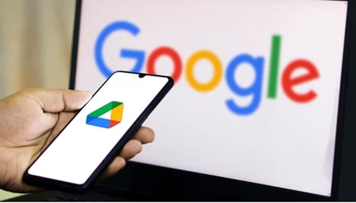 An undated image of Google Drive logo seen on smartphone. — Shutterstock