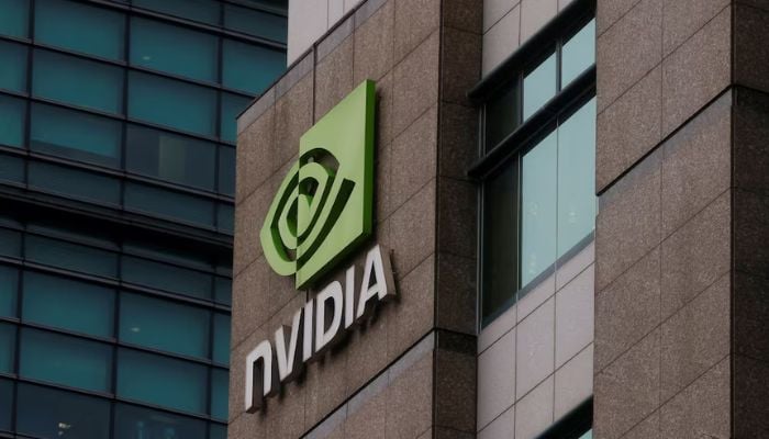 Nvidia logo at its Taipei headquarters, May 31, 2023. — Reuters