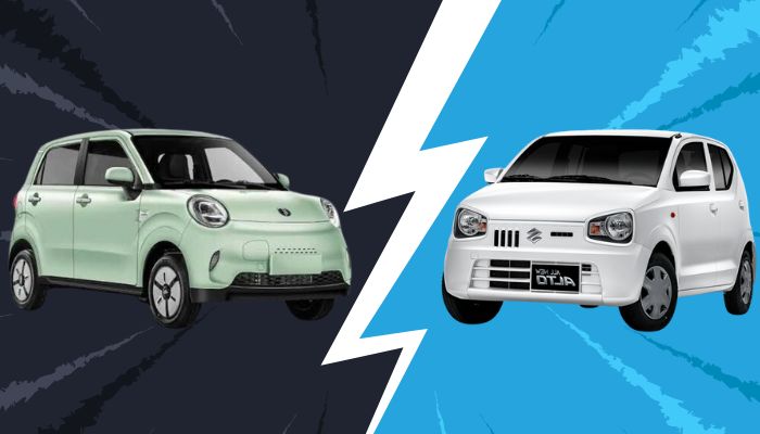 An undated image of Inverex Xio EV (left) and Suzuki Alto (right). — Inverex/Suzuki/Canva