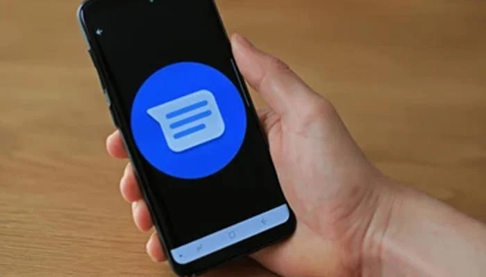 An undated image of Google Messages logo seen on smartphone. — Shutterstock